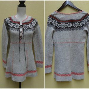 Free People Wool Mini Sweater Dress S Nordic Knit